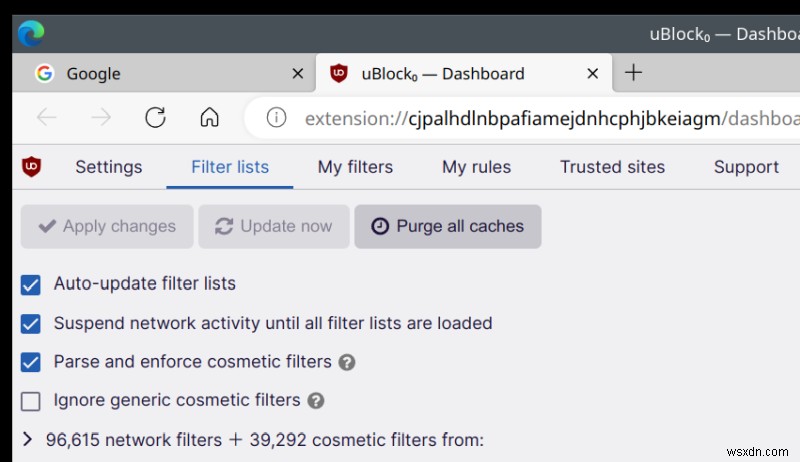 ブラウザ起動時にuBlock Originのフィルターが読み込めない問題を解決する方法