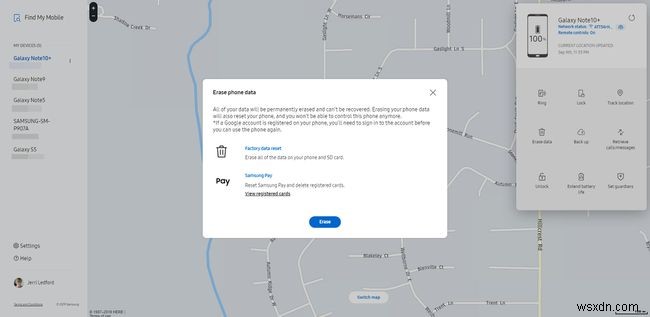 Samsungの使用方法FindMyMobile 