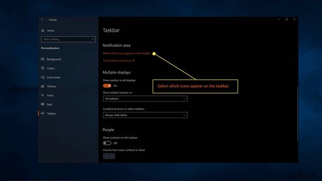 Windows10システムトレイでアイコンを表示または非表示にする方法 