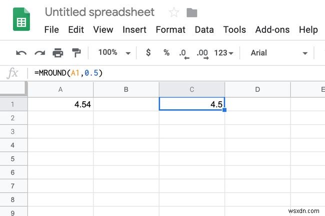 Googleスプレッドシートで数値を最も近い5または10に丸めます 