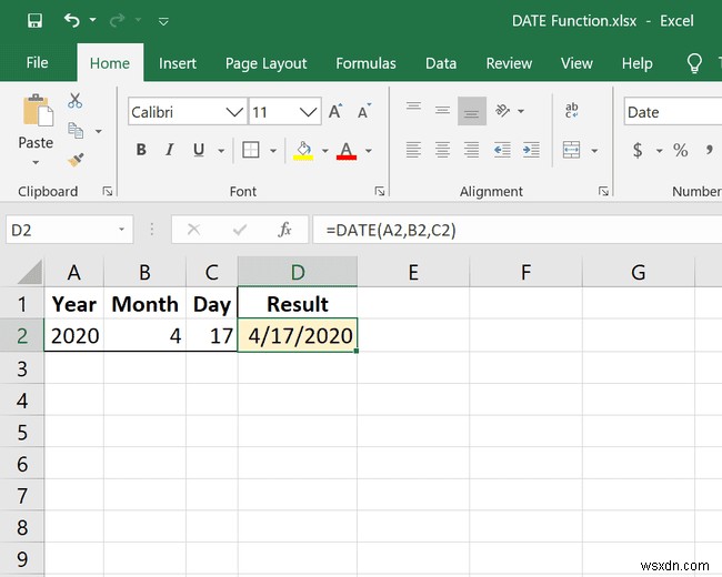 ExcelのDATE関数の使用方法 