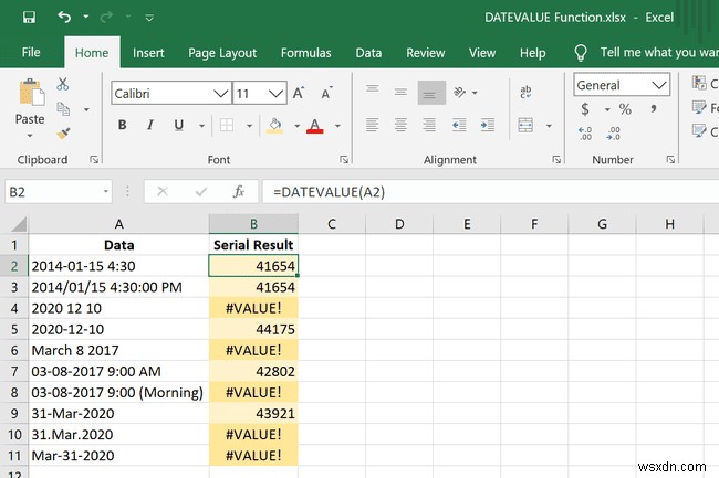 ExcelのDATEVALUE関数の使用方法 