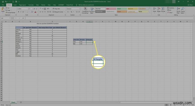 ExcelでCOUNTIFS関数を使用する方法 