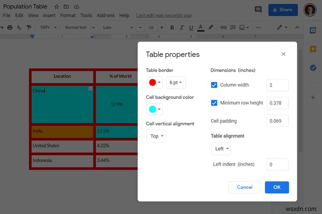 Googleドキュメントでテーブルを作成する方法 