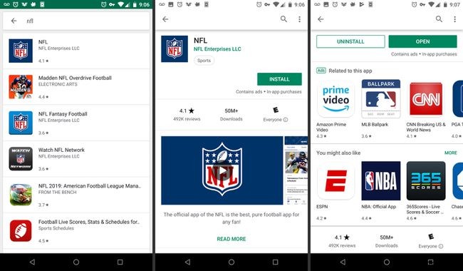 NFLモバイルアプリの使用方法 