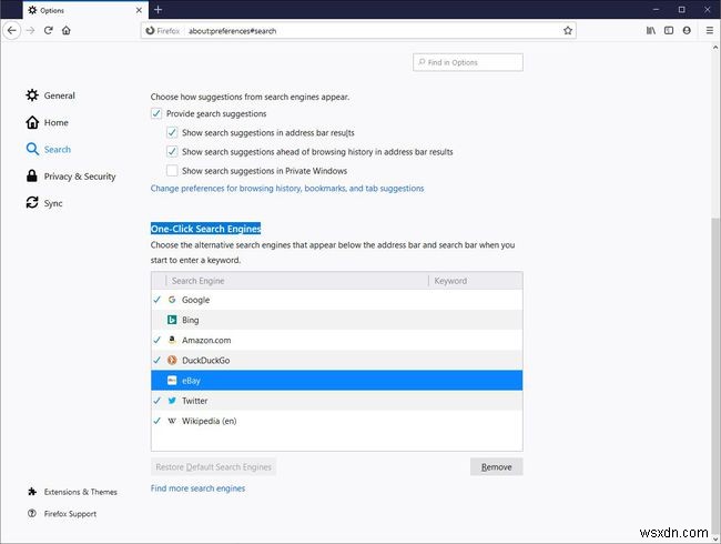 Firefoxで検索エンジンを管理してワンクリック検索を使用する方法 