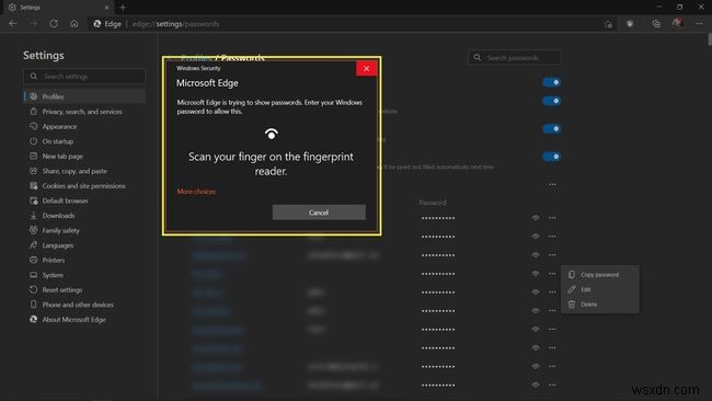 Microsoft EdgePasswordManagerの使用方法 