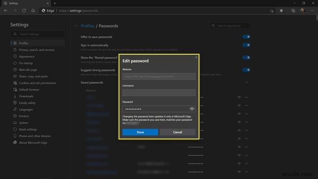 Microsoft EdgePasswordManagerの使用方法 