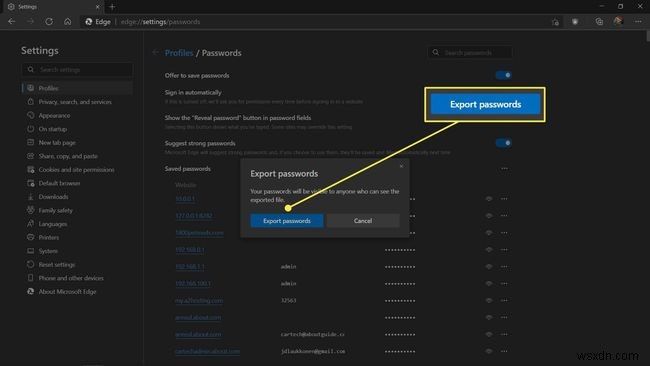 Microsoft EdgePasswordManagerの使用方法 