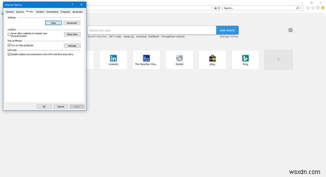 InternetExplorer11でポップアップブロッカーを使用する方法 