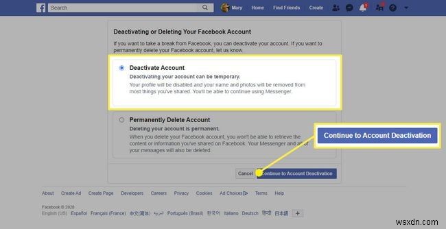 Facebookアカウントを無効にする方法 