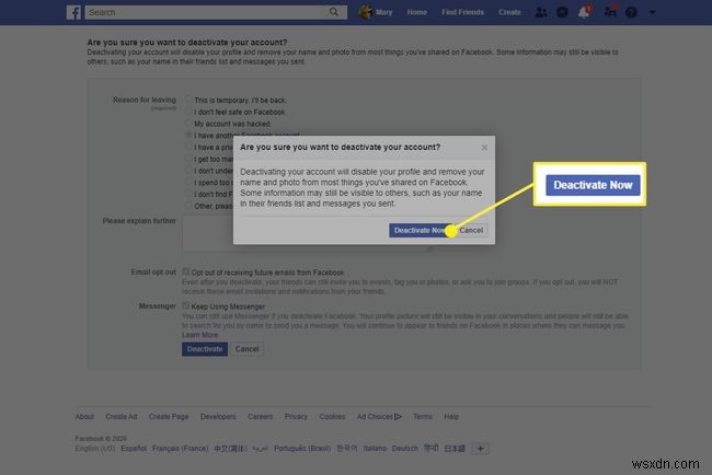 Facebookアカウントを無効にする方法 