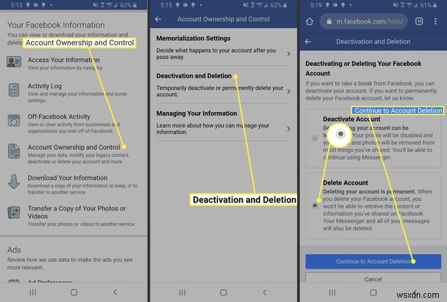 AndroidでFacebookアカウントを削除する方法 