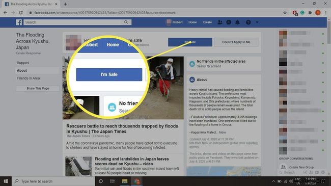 Facebookで自分を安全とマークする方法 