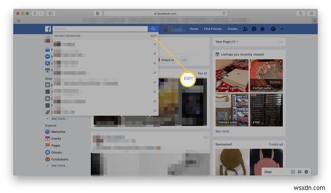 Facebookの検索履歴をクリアする方法 