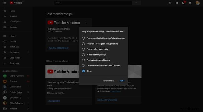 YouTube Premium（以前のYouTube Red）をキャンセルする方法 