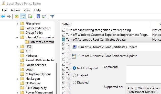 Windowsでの信頼されたルート証明書のリストの更新 