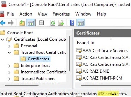 Windowsでの信頼されたルート証明書のリストの更新 