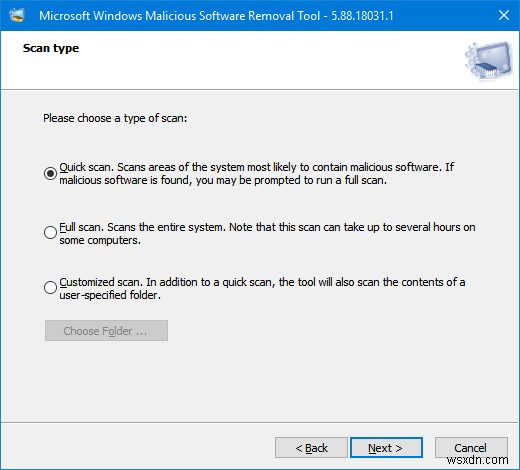 Windowsで悪意のあるソフトウェアの削除ツール（MRT.exe）を使用する