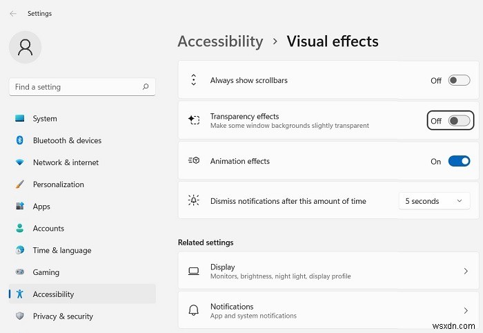 Windowsで透明効果を有効または無効にする方法 