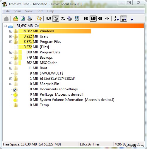 TreeSize Freeにより、ディスク容量の分析が簡単になります