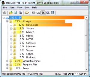 TreeSize Freeにより、ディスク容量の分析が簡単になります