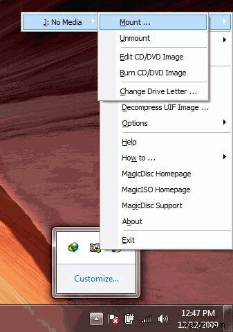 MagicDiscは、Windowsでディスクイメージを作成/マウント/アンマウントします 