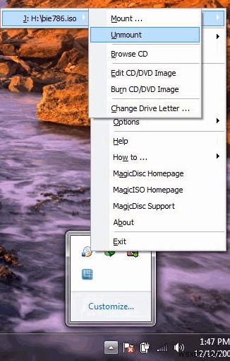 MagicDiscは、Windowsでディスクイメージを作成/マウント/アンマウントします 