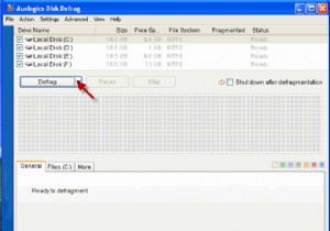 AuslogicsDiskDefragを使用してディスクを最適化する 