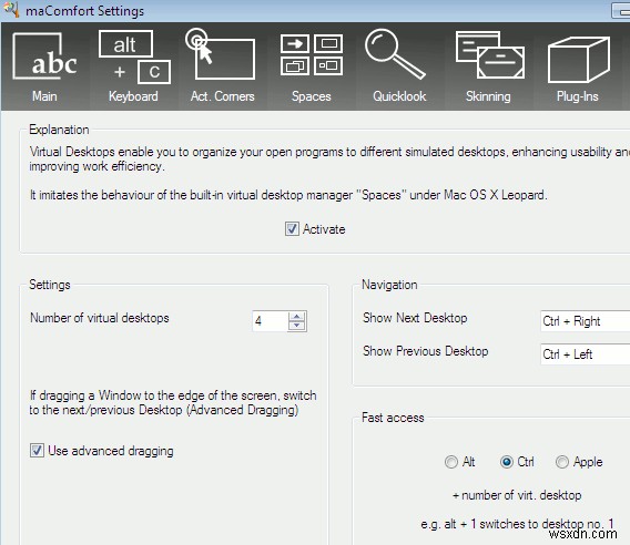 Macomfortを使用してWindowsでMacOSXの機能を取得する 