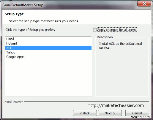 MakeTechEasierに質問する：WindowsでAOLメールをデフォルトのメールハンドラーとして設定する方法 