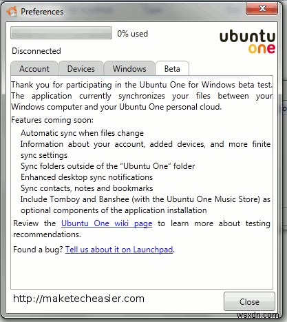 Windowsパブリックベータ用のUbuntuOneの概要 