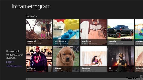 Instametrogramを使用して、Windows 8でジオタグ付きのInstagram写真を表示、コメント、取得する