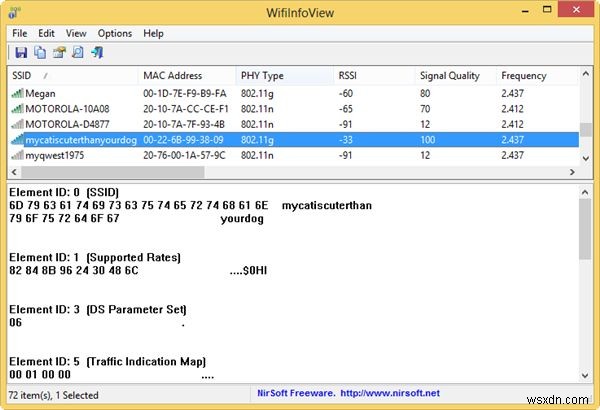 あなたの周りのWifiネットワークに関する詳細情報を入手してください 