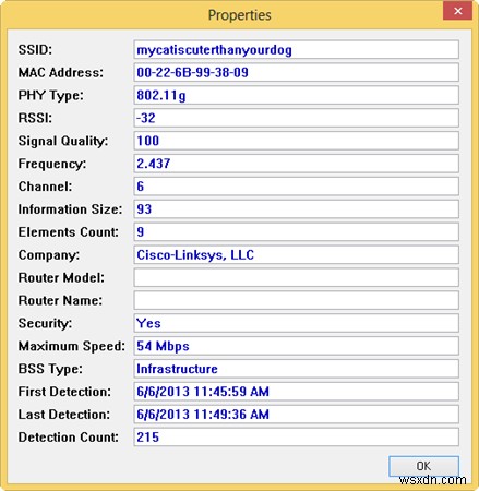 あなたの周りのWifiネットワークに関する詳細情報を入手してください 