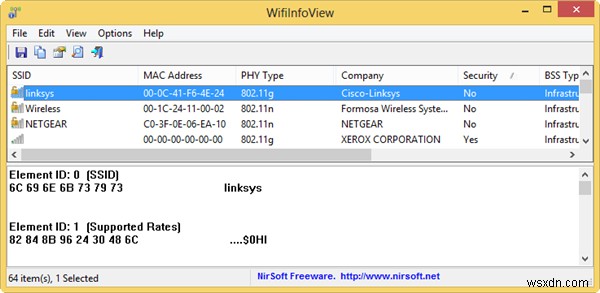 あなたの周りのWifiネットワークに関する詳細情報を入手してください 