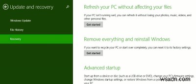 Windows8.1の更新と回復の詳細 