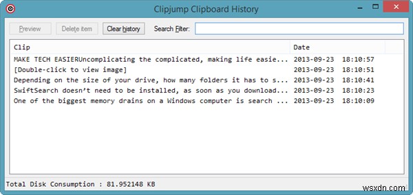 ClipJumpでWindowsクリップボードを強化する 