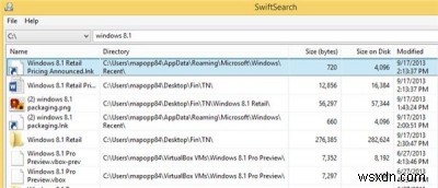 SwiftSearchを使用してWindowsをより簡単かつ高速に検索 