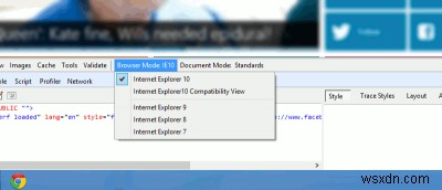 Internet Explorer10でIE7、8、および9モードでWebサイトを表示する方法 