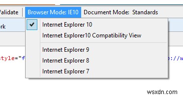 Internet Explorer10でIE7、8、および9モードでWebサイトを表示する方法 