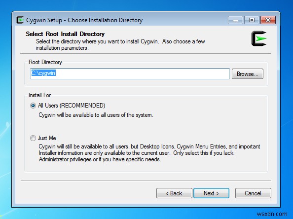 Windows環境でCygwinをインストールおよび構成する方法 