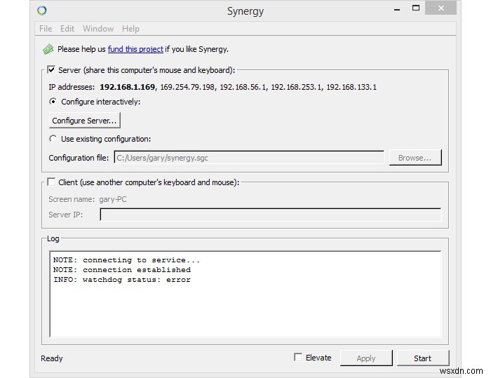 Synergyを使用してWindowsとRaspberryPi間でマウスとキーボードを共有する 