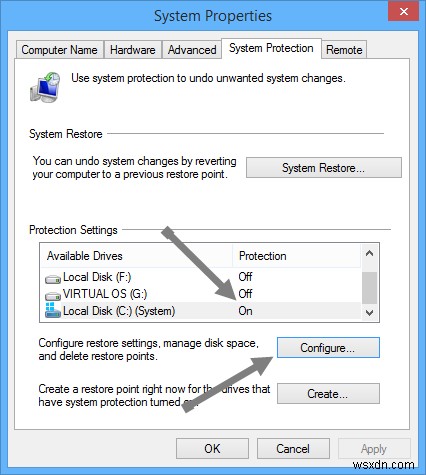 Windows 8/8.1でシステムの復元を無効化または構成する方法 