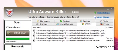 Ultra Adware Killer –インストールされたアドウェアをクリーンアップするためのシンプルなユーティリティ