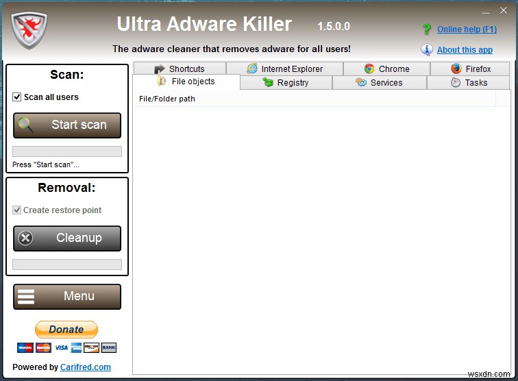 Ultra Adware Killer –インストールされたアドウェアをクリーンアップするためのシンプルなユーティリティ