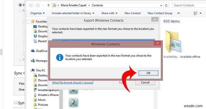Windows8でiPhoneの連絡先をCSVファイルにエクスポートする方法 