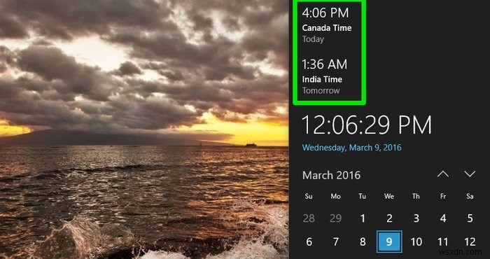 異なるタイムゾーンのWindows10に複数の時計を追加する 