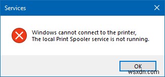 修正：ローカルプリントスプーラーサービスがWindows10で実行されていない 