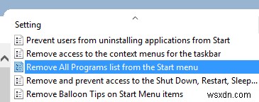 Windows10のスタートメニューからすべてのアプリオプションを削除する方法 
